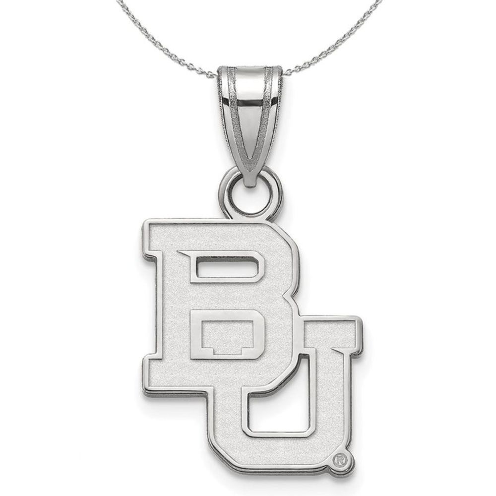 Sterling Silver Baylor U Medium 'BU' Pendant Necklace - 18 Inch